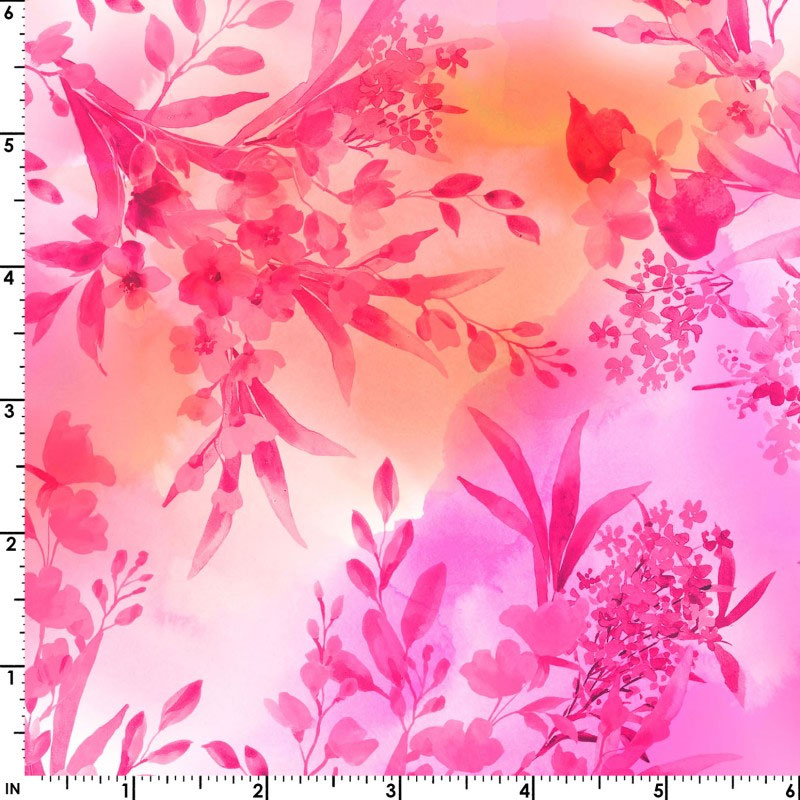 Bloom Bright - Meandering Flower - PINK ORANGE