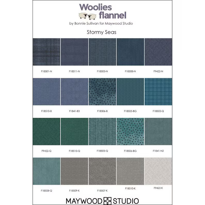 Woolie Flannel Charm Pack - STORMY SEAS