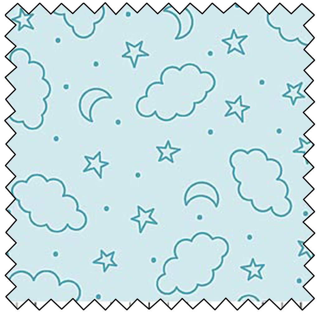 Night Owl Flannel Sky Doodles - AQUA