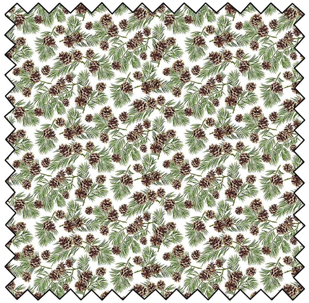 Beary Merry Christmas - Pine Cones - WHITE MULTI