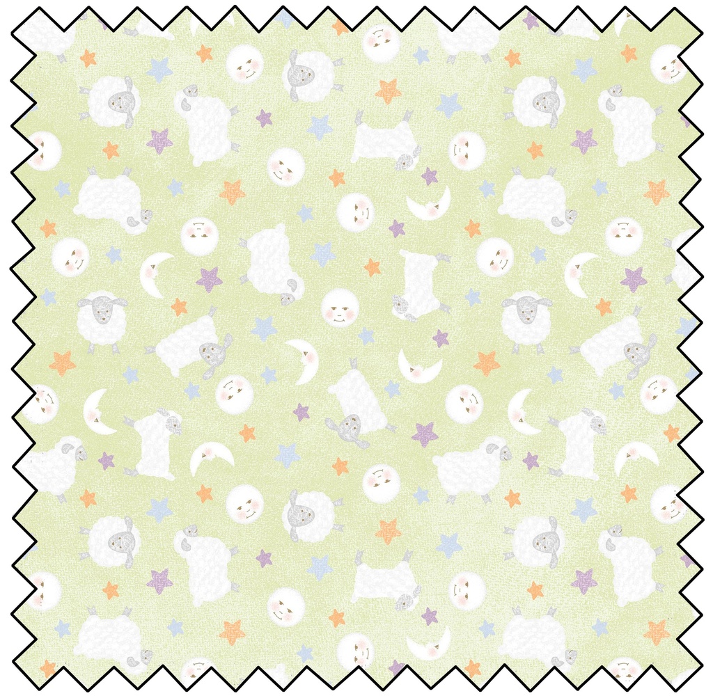 Little Chicks Flannel Lambies & Moon - GREEN