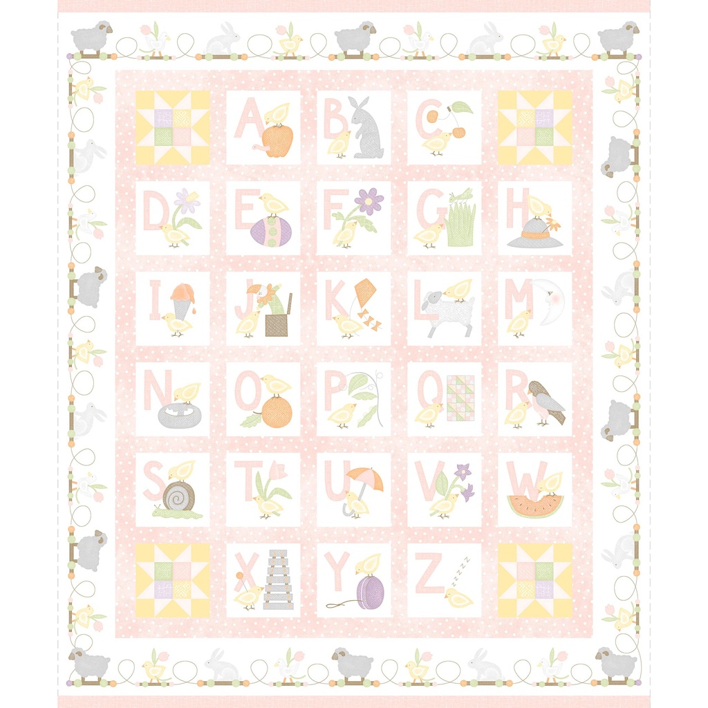 Little Chicks Flannel Alphabet Panel - PINK