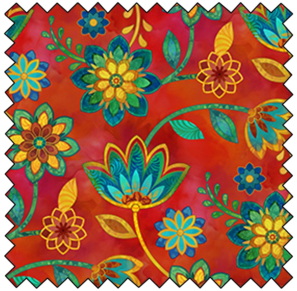 Boho Blooms - Small Trail - RED MULTI