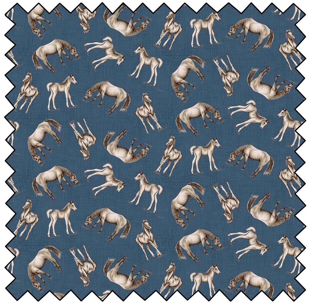 Cottonwood Stables - Horse Toile All Over - BLUE