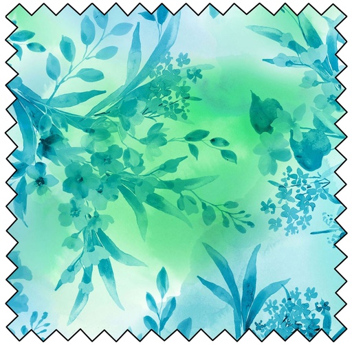 [MASD674-Q] Bloom Bright - Meandering Flower - AQUA