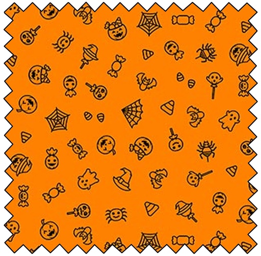 [P10482-59] Trick or Treat - Halloween Doodle - ORANGE