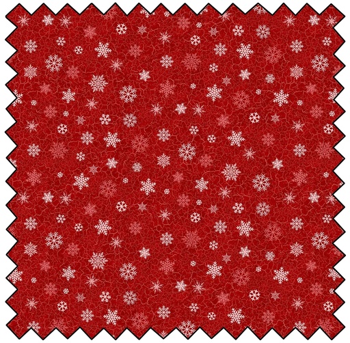 [N27063-24] Beary Merry Christmas - Snowflakes - RED