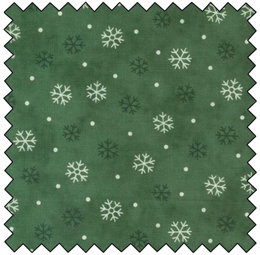 [M56097-14] Woodland Winter - Snowflake Toss - PINE GREEN