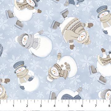 [NF26987-42] Snow Much Fun Flannel - Snowman Toss - LIGHT BLUE MULTI