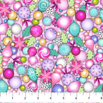 [ND26970-21] Merry & Bright - Baubles - PINK MULTI