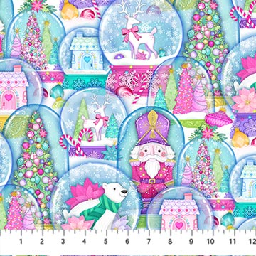 [NDP2697-64] Merry & Bright - Packed Globes - TURQUOISE MULTI