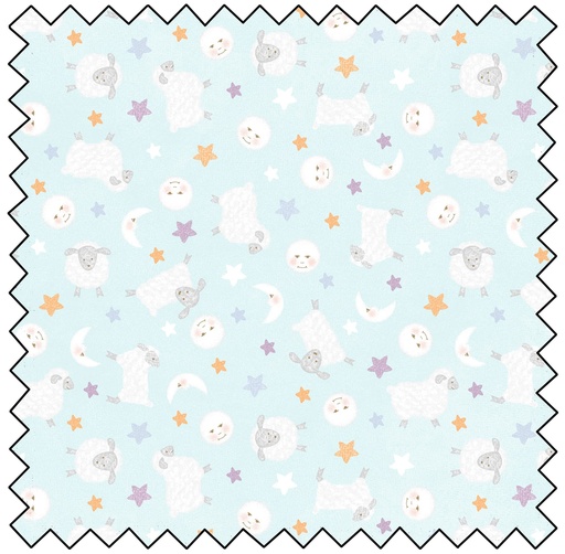 [MASF10564-Q] Little Chicks Flannel Lambies & Moon - AQUA