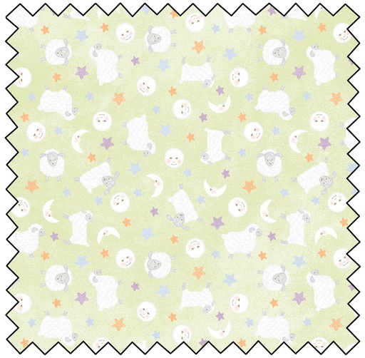 [MASF10564-G] Little Chicks Flannel Lambies & Moon - GREEN