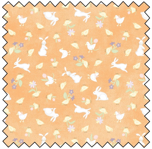 [MASF10563-O] Little Chicks Flannel Bunnies & Chicks - ORANGE