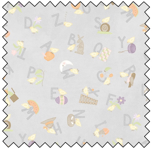 [MASF10562-K] Little Chicks Alphabet Tossed - GREY