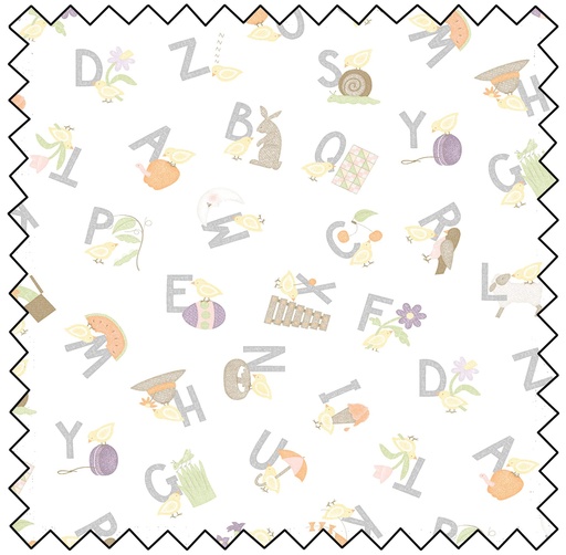 [MASF10562-W] Little Chicks Alphabet Tossed - WHITE