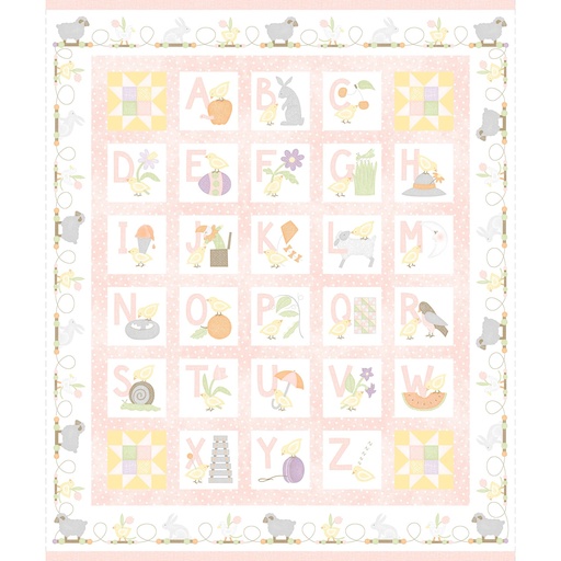 [MASF10560-P] Little Chicks Flannel Alphabet Panel - PINK