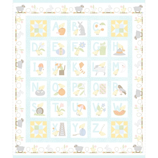 [MASF10560-Q] Little Chicks Flannel Alphabet Panel - AQUA