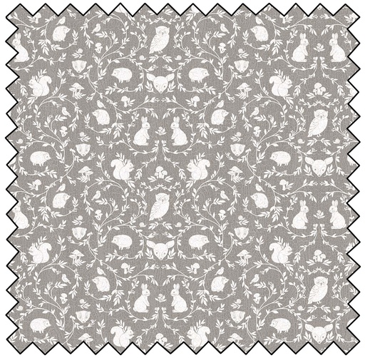 Woodland Adventures - Animal Damask - MID GRAY